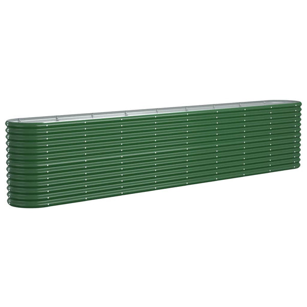 vidaXL Raised Garden Bed Powder-Coated Steel 332x40x68 cm Green
