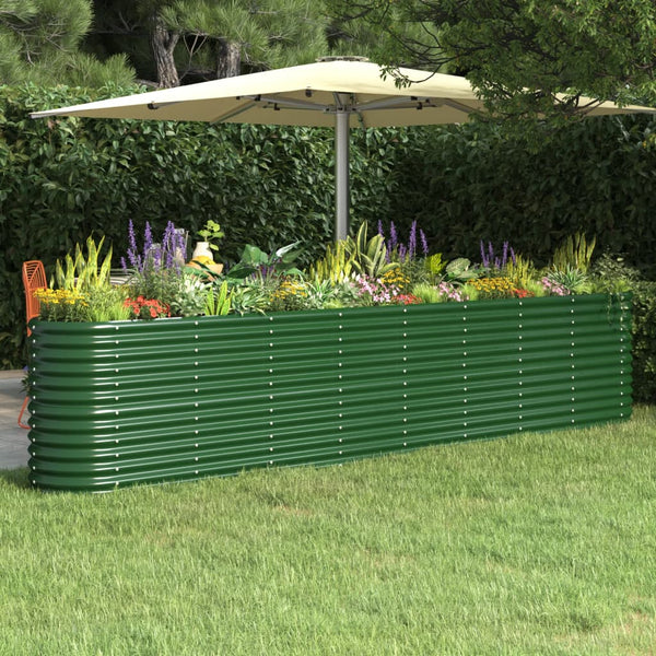 vidaXL Raised Garden Bed Powder-Coated Steel 332x40x68 cm Green