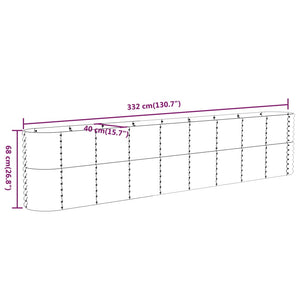 vidaXL Raised Garden Bed Galvanized Steel 332x40x68 cm Grey