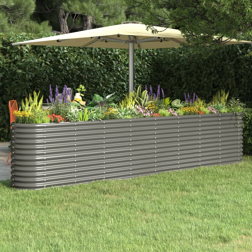 vidaXL Raised Garden Bed Galvanized Steel 332x40x68 cm Grey