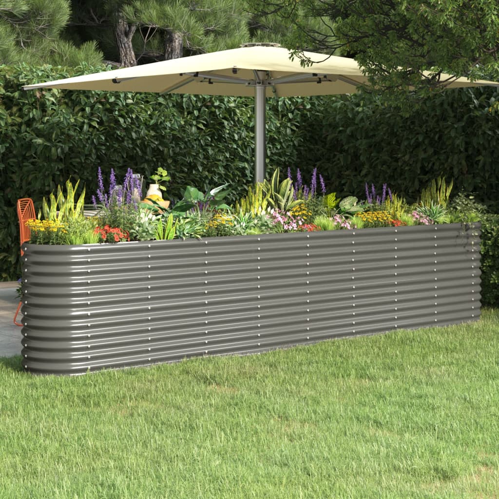 vidaXL Raised Garden Bed Galvanized Steel 332x40x68 cm Grey