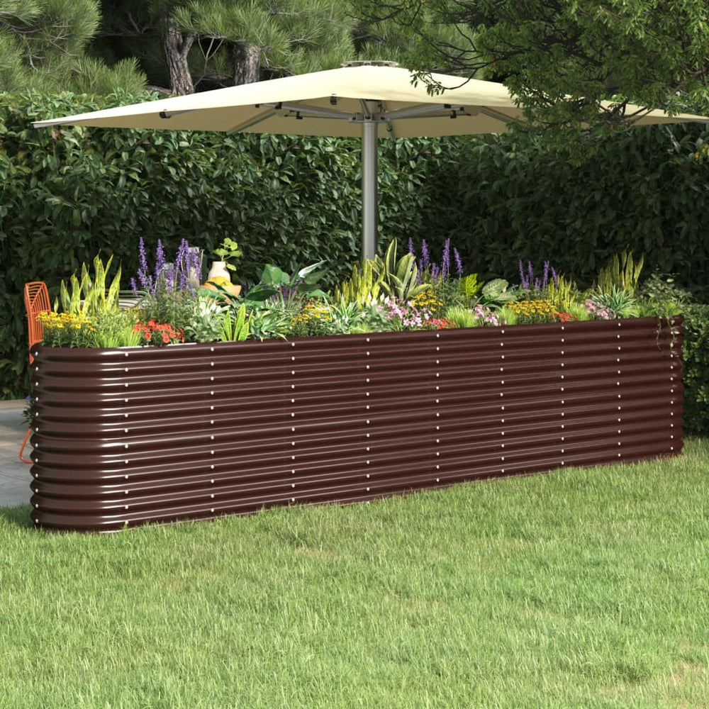vidaXL Raised Garden Bed Galvanized Steel 332x40x68 cm Brown