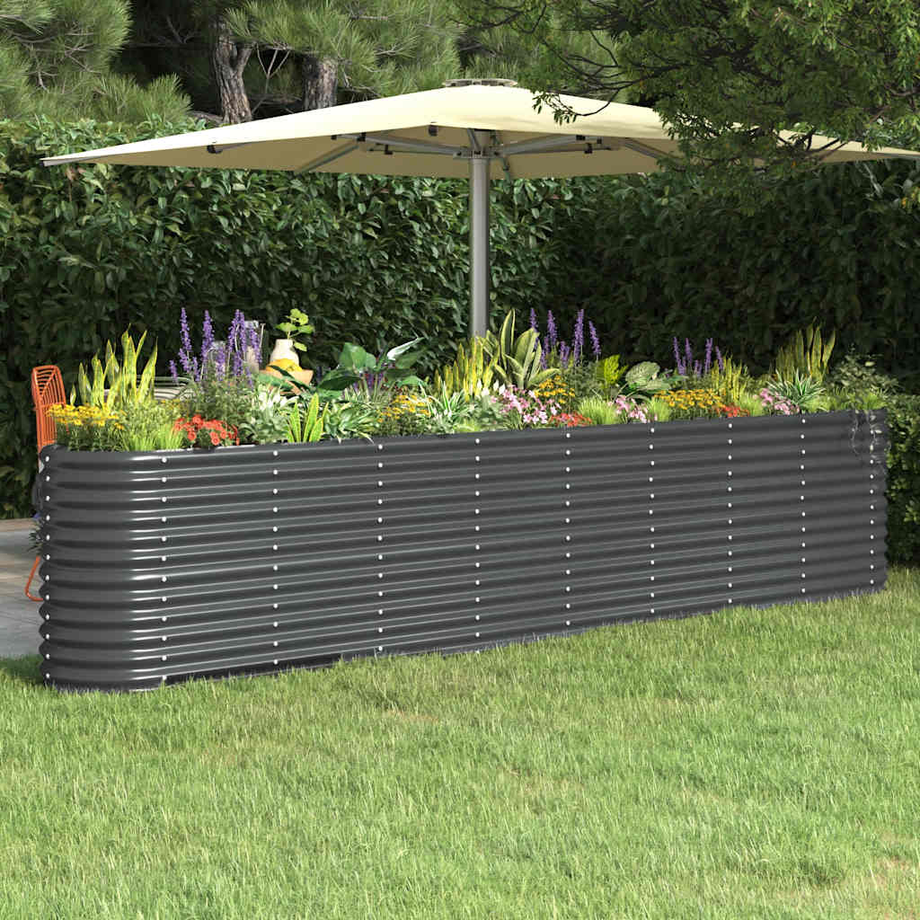 vidaXL Raised Garden Bed Galvanized Steel 332x40x68 cm Anthracite