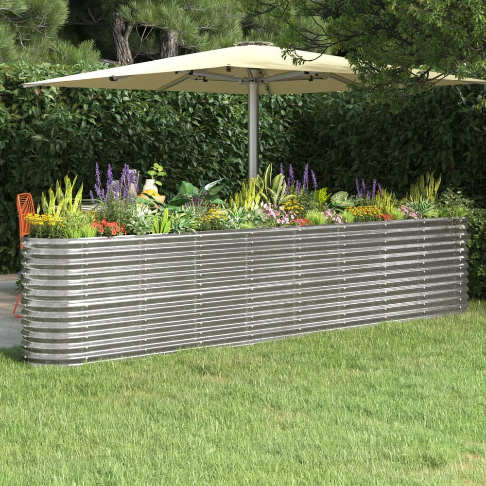 vidaXL Raised Garden Bed Galvanized Steel 332x40x68 cm Silver