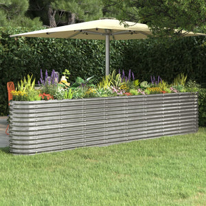vidaXL Raised Garden Bed Galvanized Steel 332x40x68 cm Silver