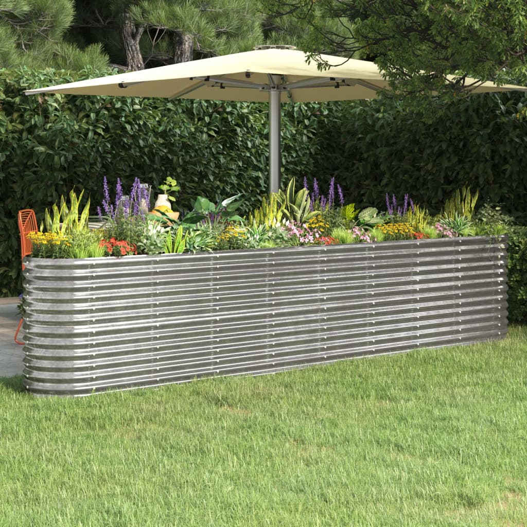 vidaXL Raised Garden Bed Galvanized Steel 332x40x68 cm Silver