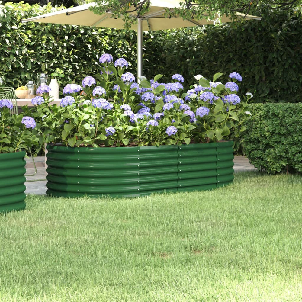 vidaXL Raised Garden Bed Galvanized Steel 152x80x36 cm Green
