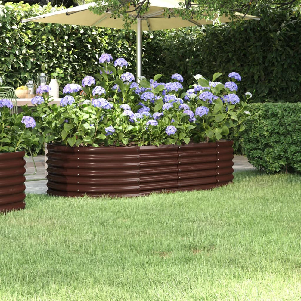 vidaXL Raised Garden Bed Galvanized Steel 152x80x36 cm Brown