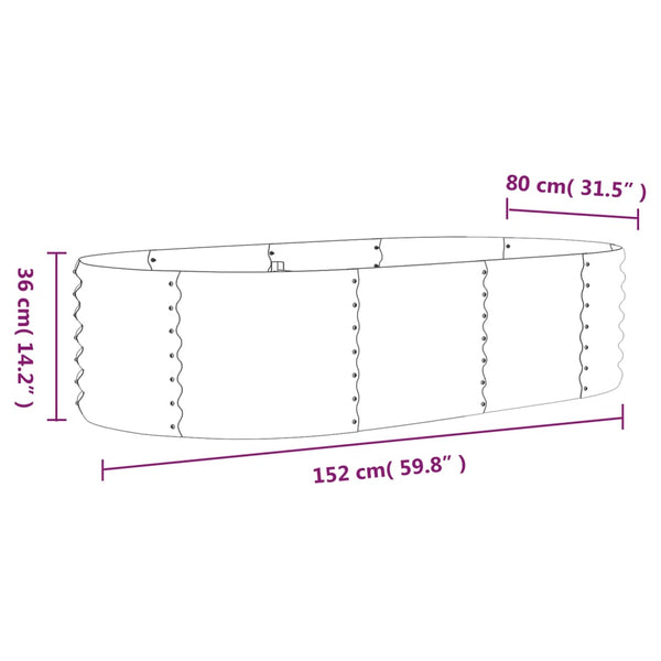 vidaXL Raised Garden Bed Galvanized Steel 152x80x36 cm Silver