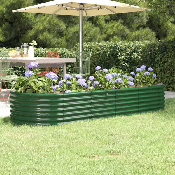 vidaXL Raised Garden Bed Galvanized Steel 224x80x36 cm Green
