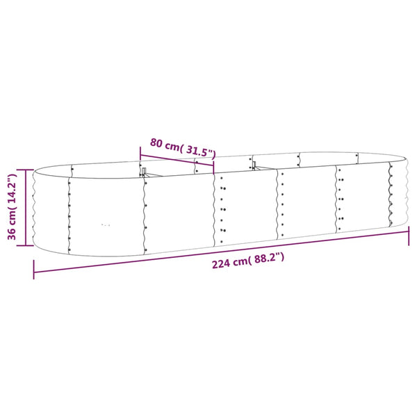 vidaXL Raised Garden Bed Galvanized Steel 224x80x36 cm Gray