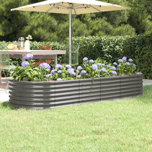 vidaXL Raised Garden Bed Galvanized Steel 224x80x36 cm Gray