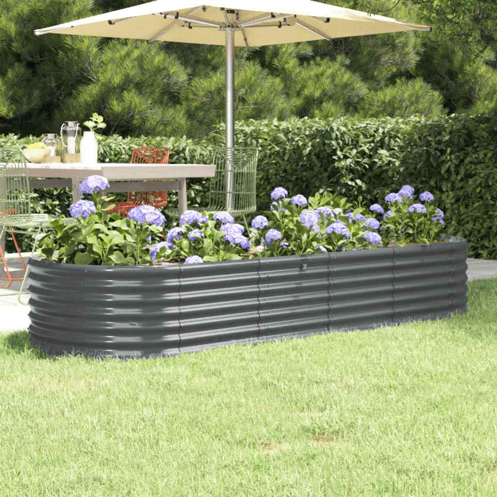 vidaXL Raised Garden Bed Galvanized Steel 224x80x36 cm Anthracite