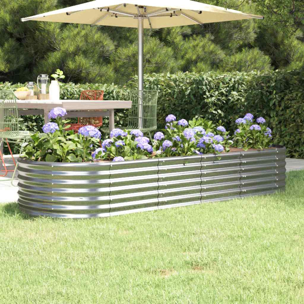 vidaXL Raised Garden Bed Galvanized Steel 224x80x36 cm Silver