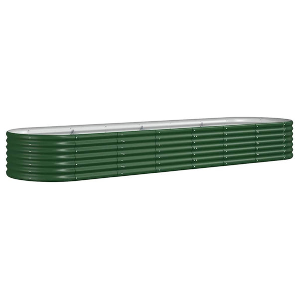 vidaXL Raised Garden Bed Galvanized Steel 296x80x36 cm Green