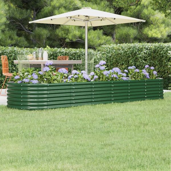 vidaXL Raised Garden Bed Galvanized Steel 296x80x36 cm Green