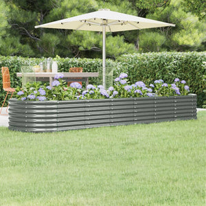 vidaXL Raised Garden Bed Galvanized Steel 296x80x36 cm Gray