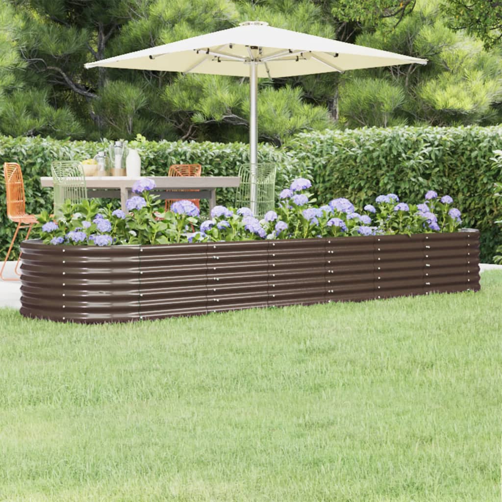 vidaXL Raised Garden Bed Galvanized Steel 296x80x36 cm Brown
