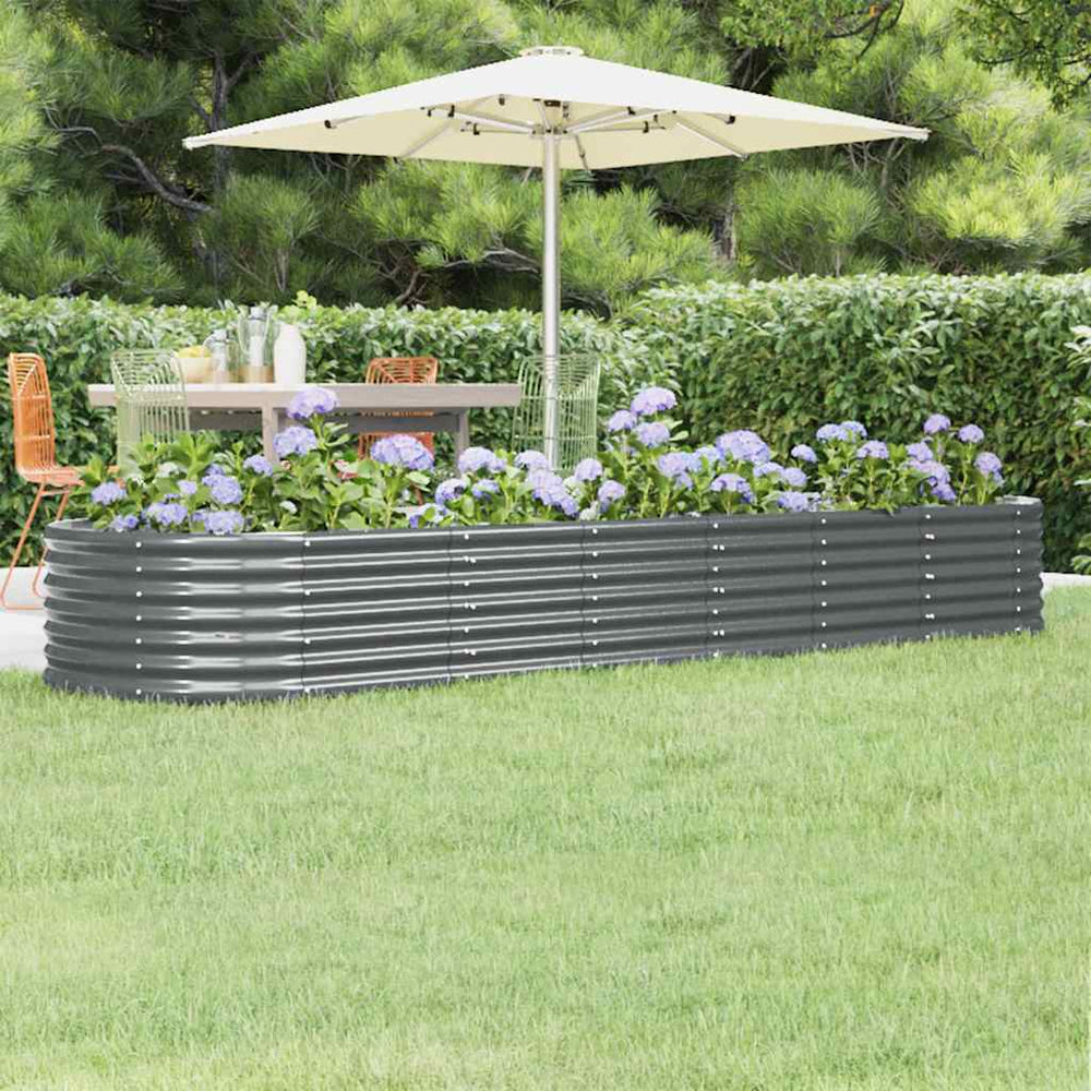 vidaXL Raised Garden Bed Galvanized Steel 296x80x36 cm Anthracite
