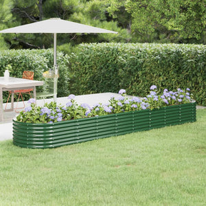 vidaXL Raised Garden Bed Galvanized Steel 368x80x36 cm Green