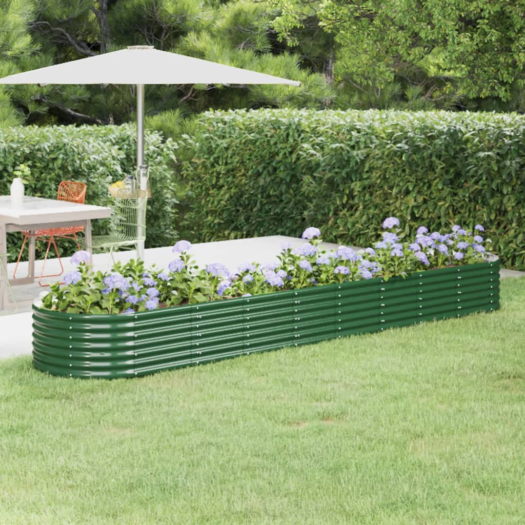 vidaXL Raised Garden Bed Galvanized Steel 368x80x36 cm Green