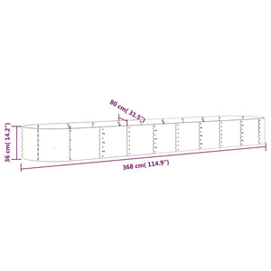 vidaXL Raised Garden Bed Galvanized Steel 368x80x36 cm Grey