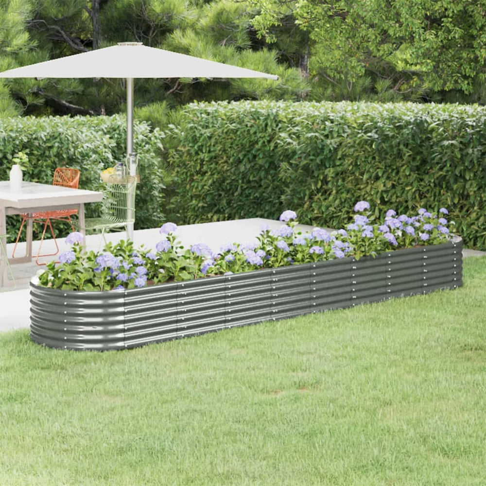 vidaXL Raised Garden Bed Galvanized Steel 368x80x36 cm Grey