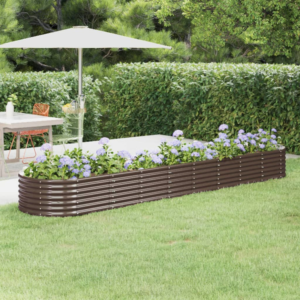 vidaXL Raised Garden Bed Galvanized Steel 368x80x36 cm Brown
