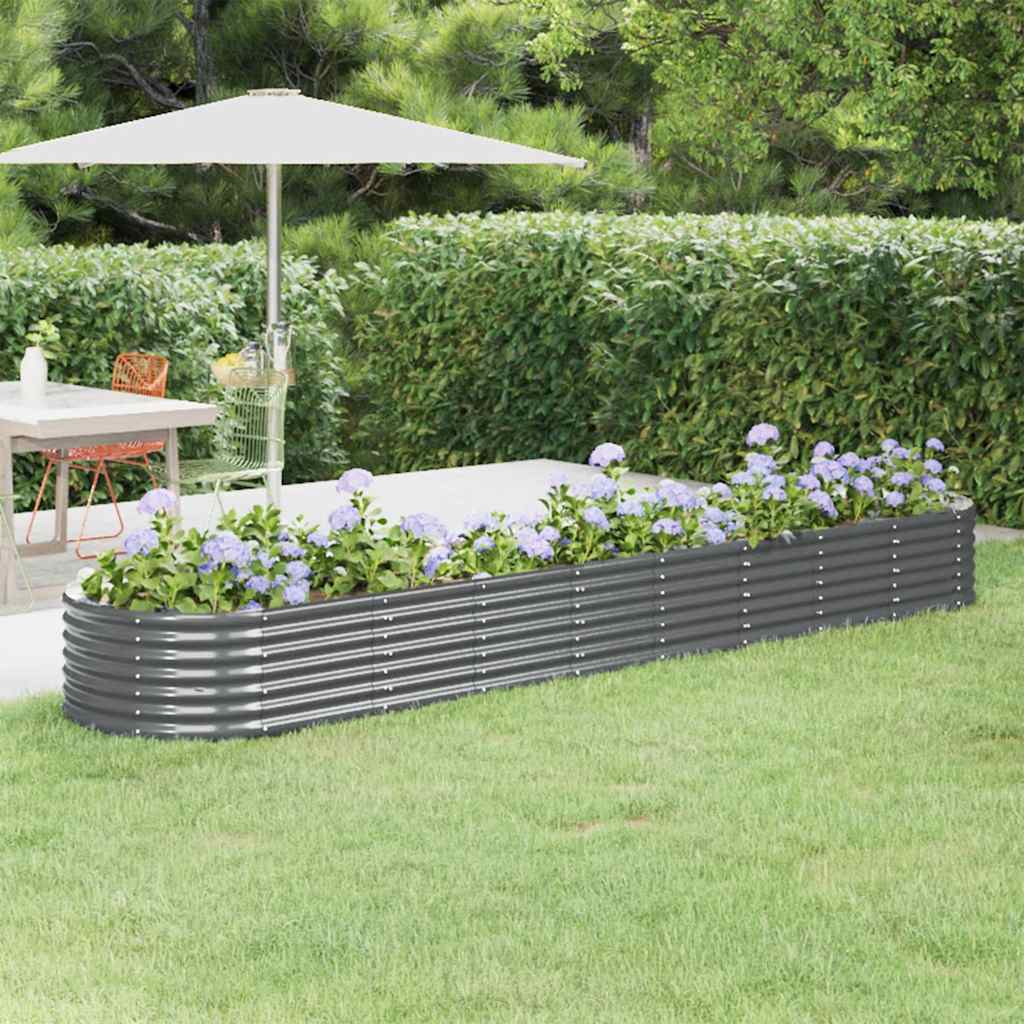 vidaXL Raised Garden Bed Galvanized Steel 368x80x36 cm Anthracite
