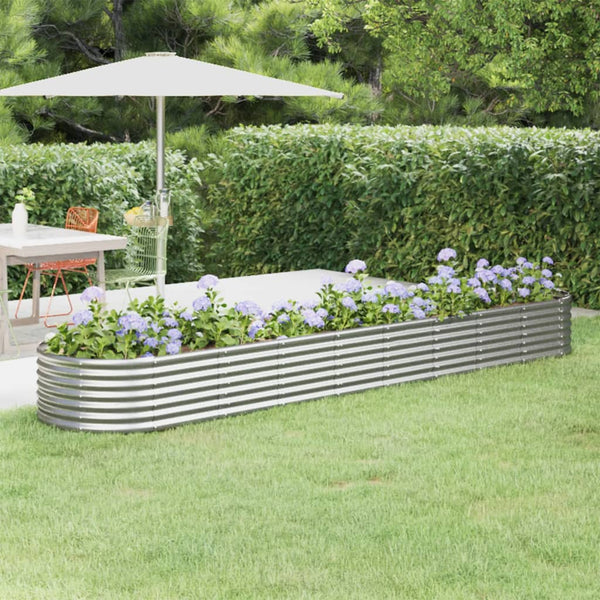 vidaXL Raised Garden Bed Galvanized Steel 368x80x36 cm Silver