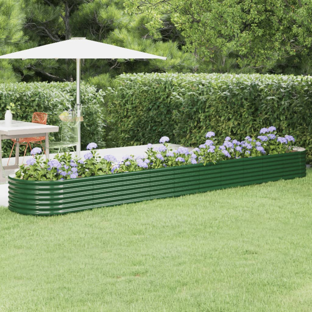 vidaXL Raised Garden Bed Galvanized Steel 440x80x36 cm Green