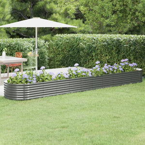 vidaXL Raised Garden Bed Galvanized Steel 440x80x36 cm Gray