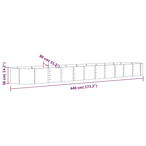 vidaXL Raised Garden Bed Galvanized Steel 440x80x36 cm Anthracite
