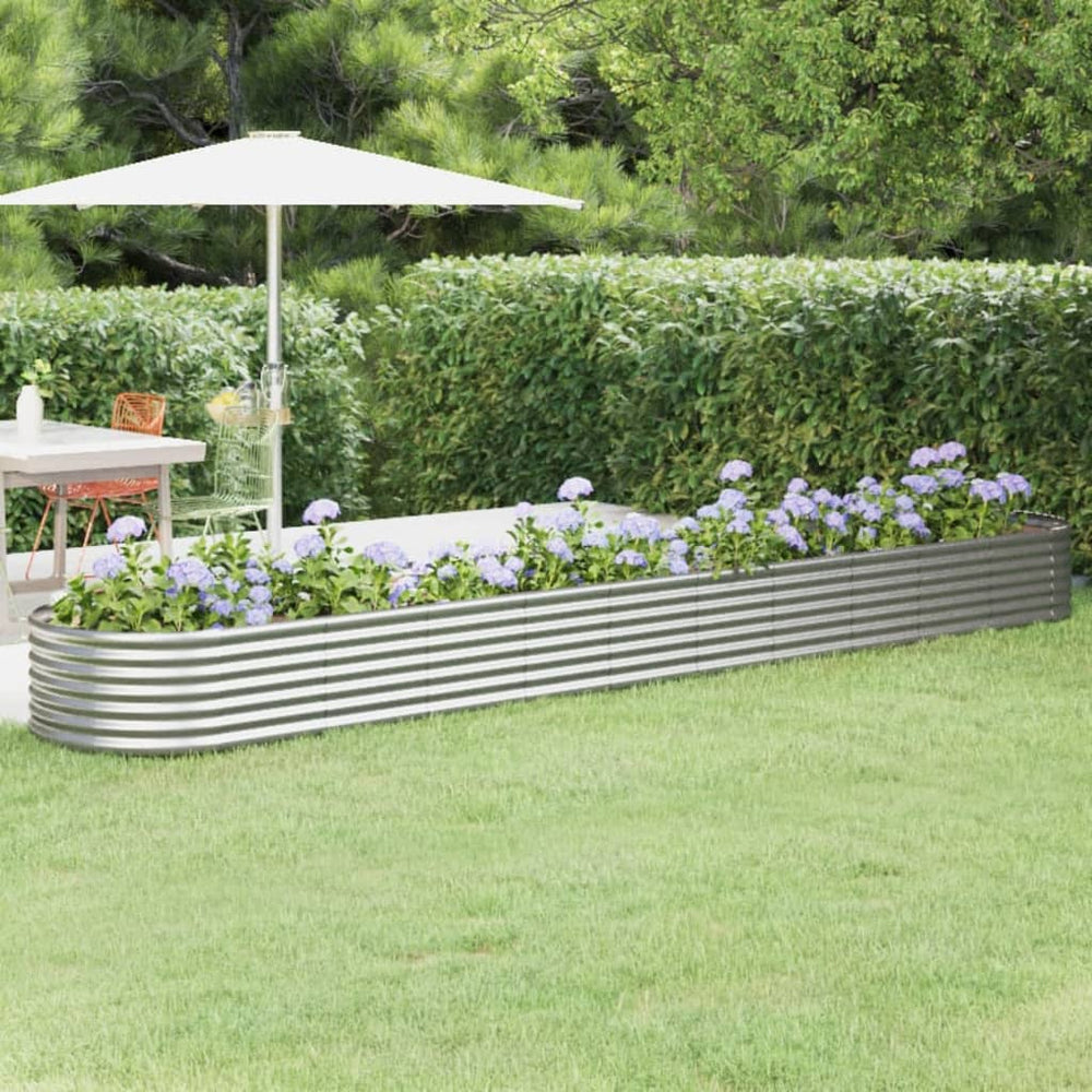 vidaXL Raised Garden Bed Galvanized Steel 440x80x36 cm Silver