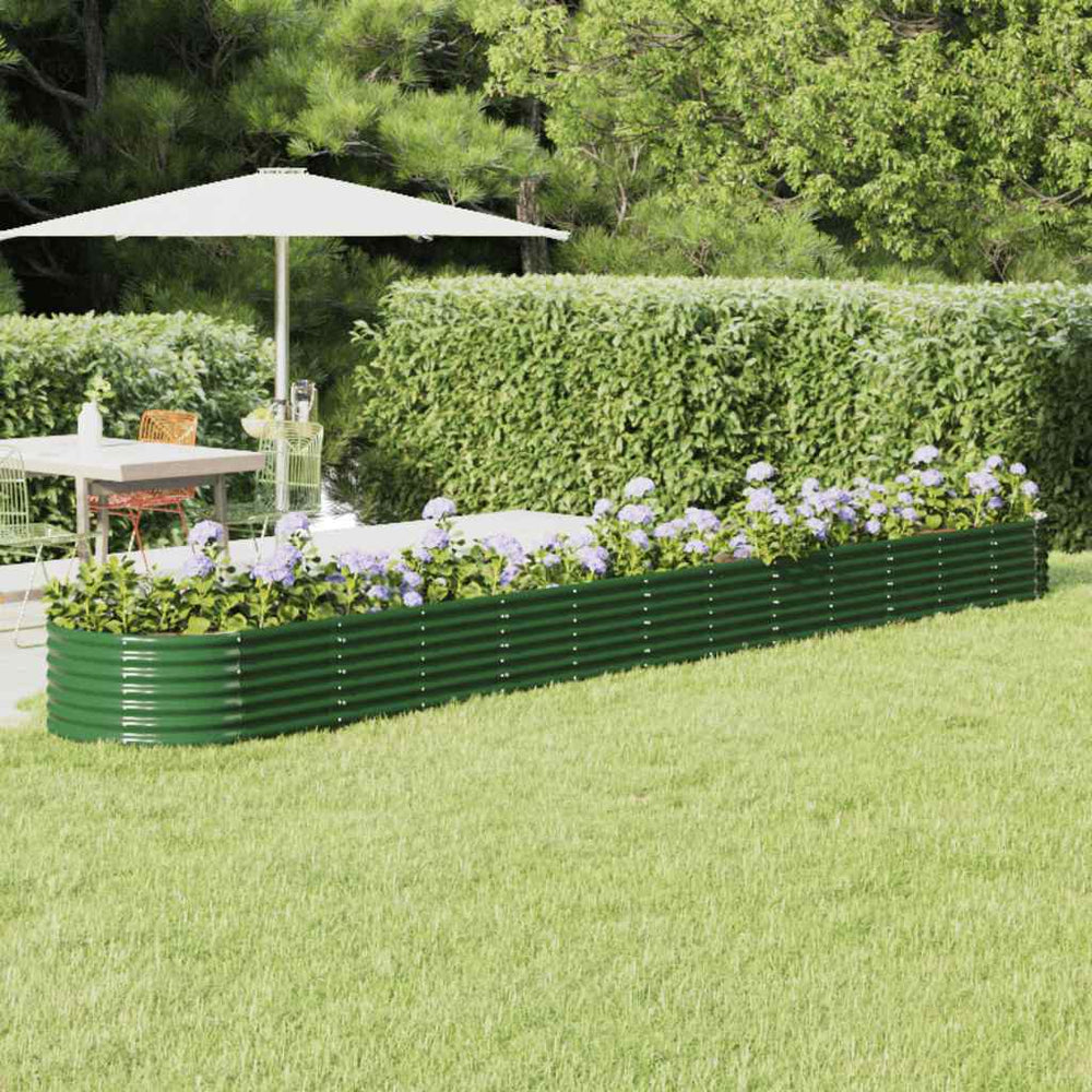 vidaXL Raised Garden Bed Galvanized Steel 512x80x36 cm Green