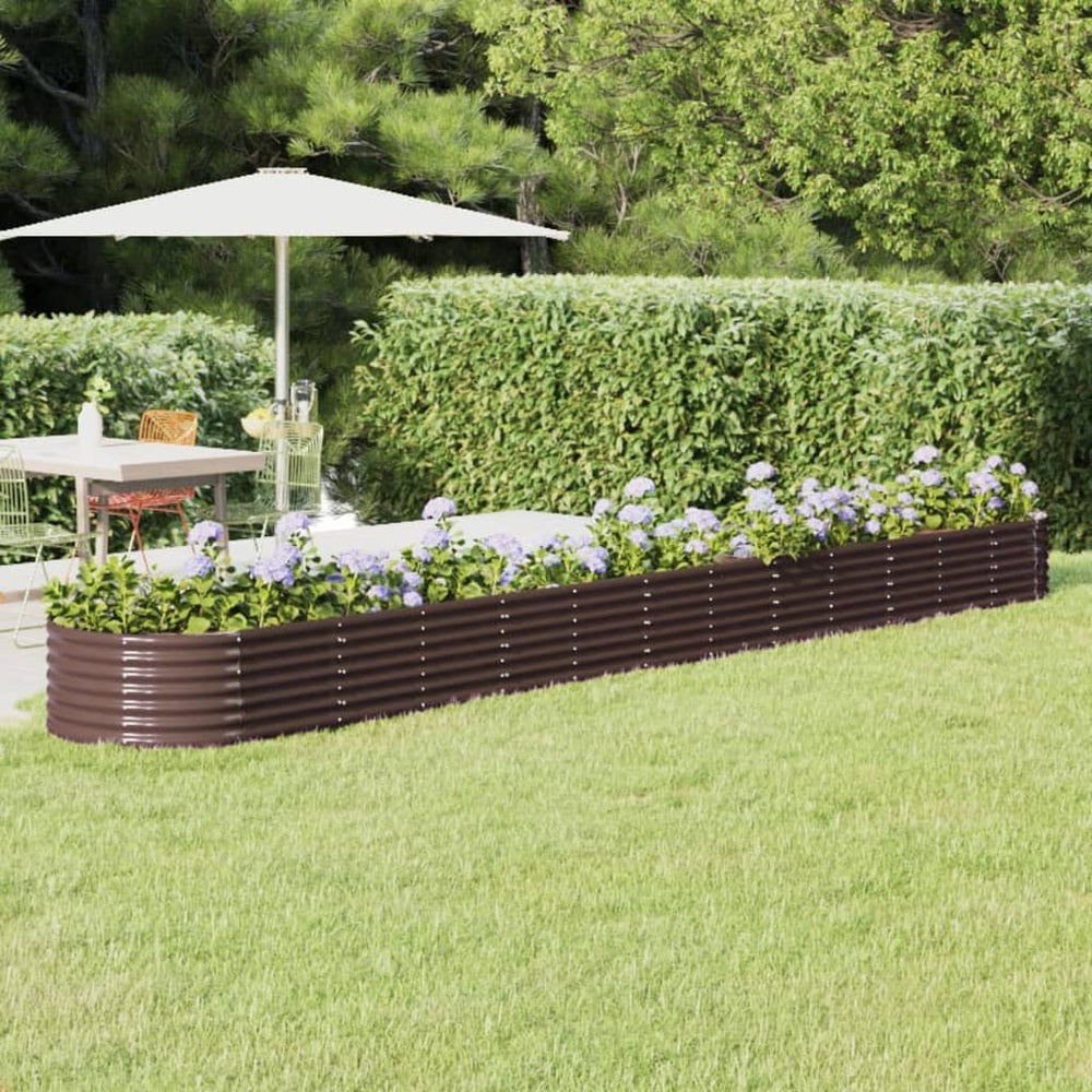 vidaXL Raised Garden Bed Galvanized Steel 512x80x36 cm Brown