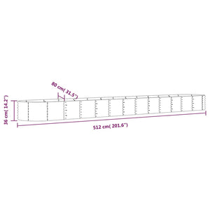 vidaXL Raised Garden Bed Galvanized Steel 512x80x36 cm Silver