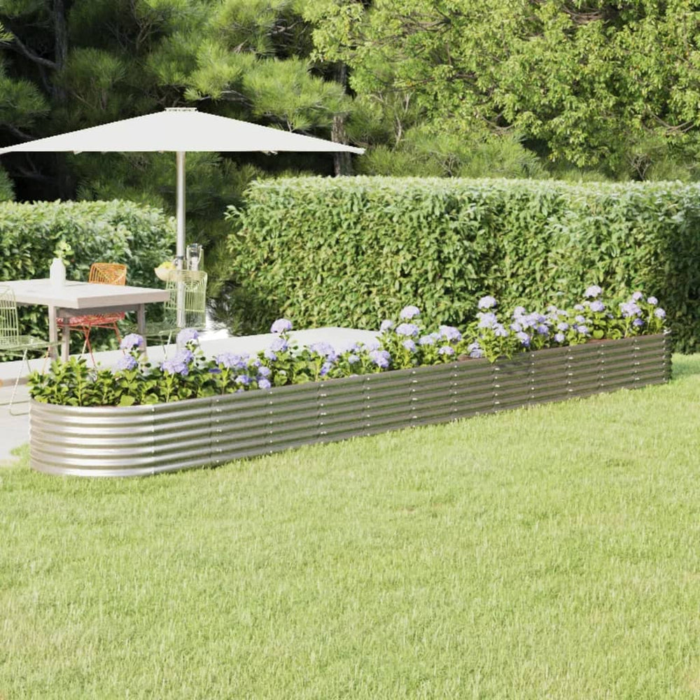 vidaXL Raised Garden Bed Galvanized Steel 512x80x36 cm Silver