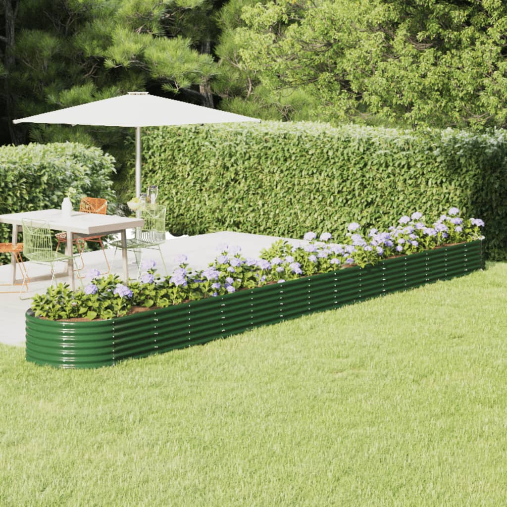 vidaXL Raised Garden Bed Galvanized Steel 620x80x36 cm Green