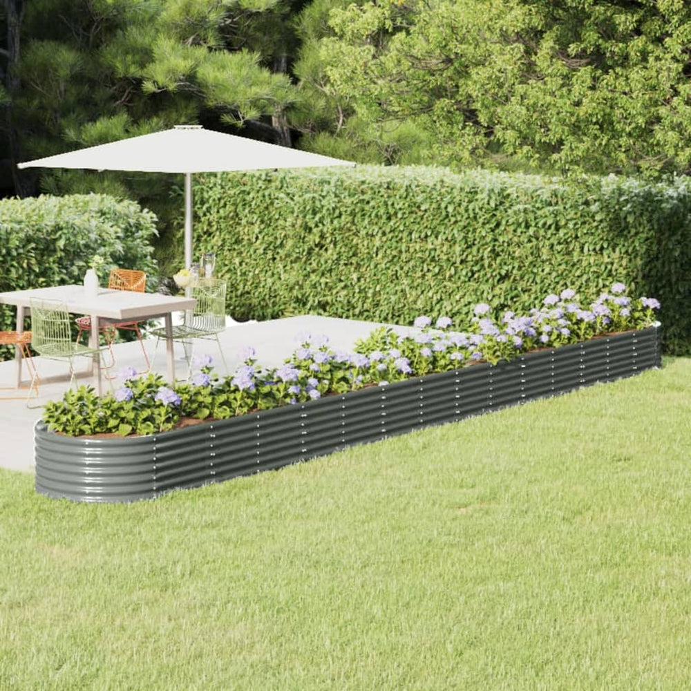 vidaXL Raised Garden Bed Galvanized Steel 620x80x36 cm Grey
