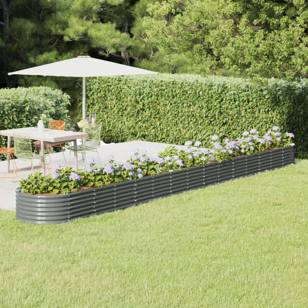 vidaXL Raised Garden Bed Galvanized Steel 620x80x36 cm Grey