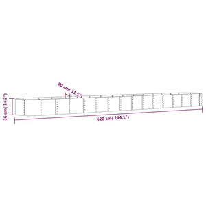vidaXL Raised Garden Bed Galvanized Steel 620x80x36 cm Anthracite