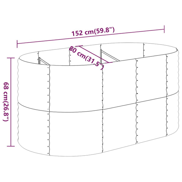 vidaXL Raised Garden Bed Galvanized Steel 152x80x68 cm Green
