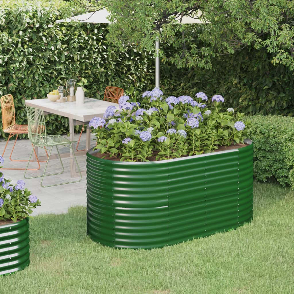 vidaXL Raised Garden Bed Galvanized Steel 152x80x68 cm Green