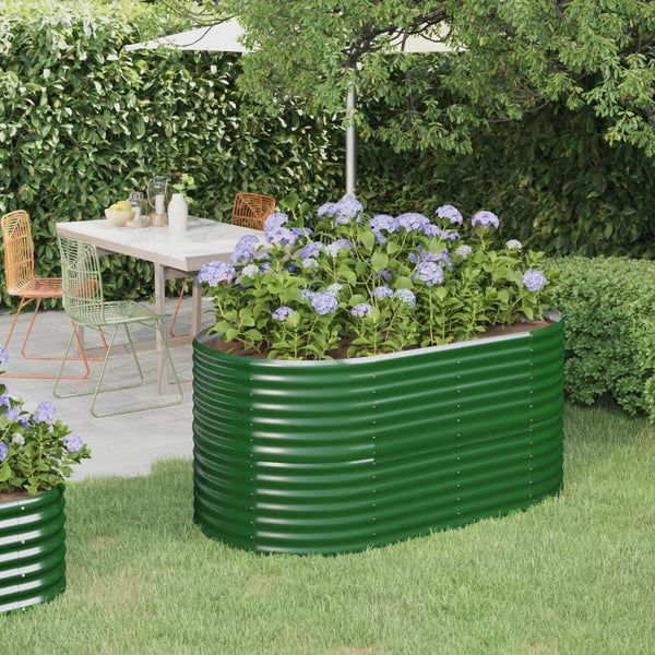 vidaXL Raised Garden Bed Galvanized Steel 152x80x68 cm Green