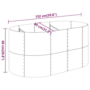 vidaXL Raised Garden Bed Galvanized Steel 152x80x68 cm Grey