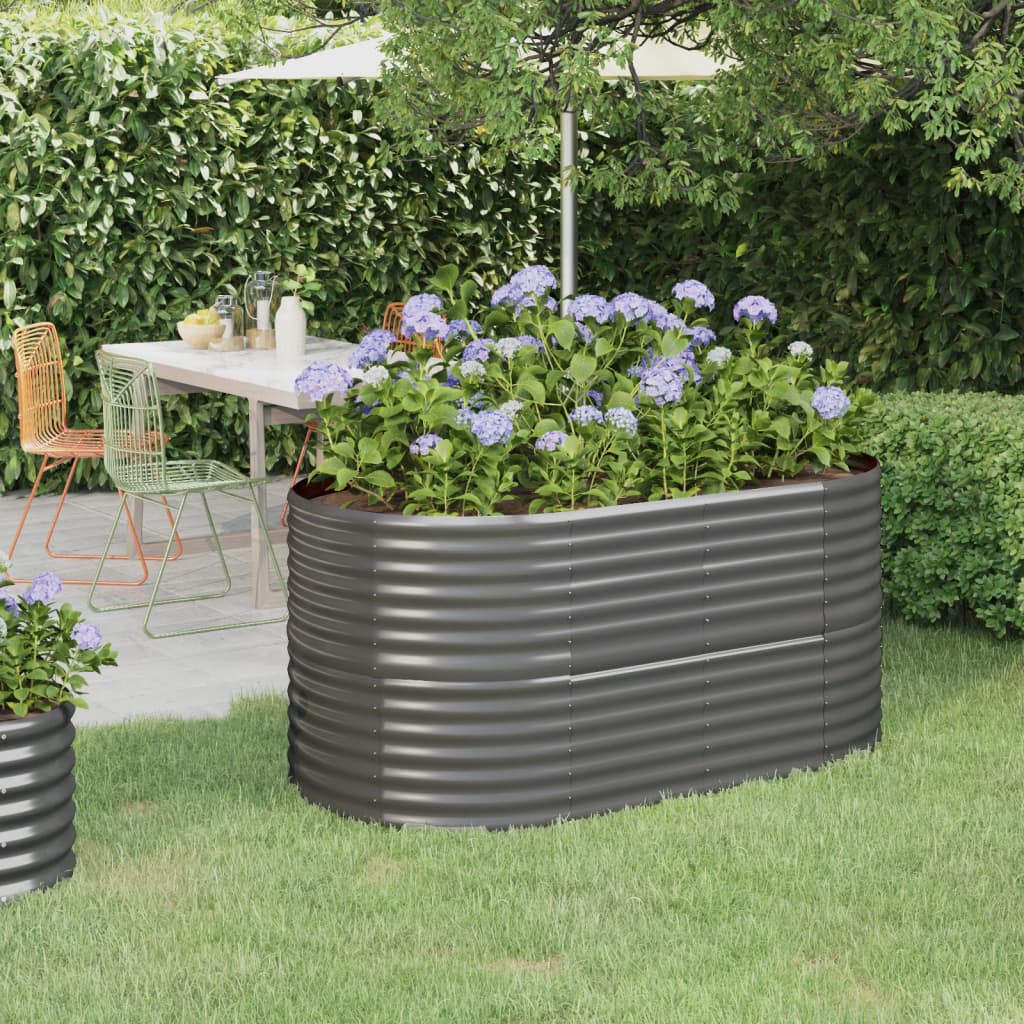 vidaXL Raised Garden Bed Galvanized Steel 152x80x68 cm Grey