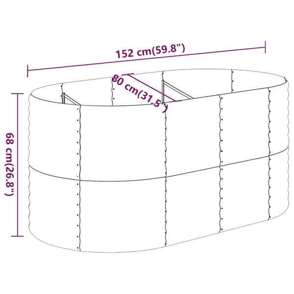vidaXL Raised Garden Bed Galvanized Steel 152x80x68 cm Anthracite