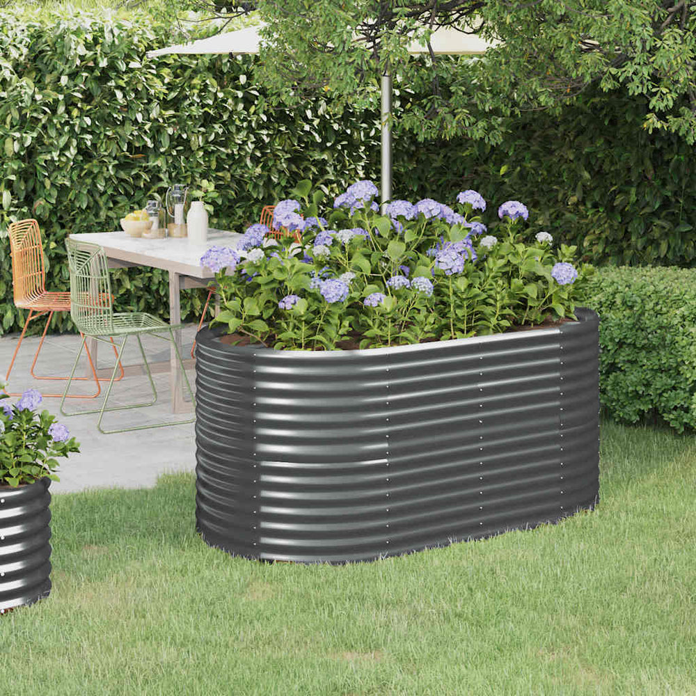 vidaXL Raised Garden Bed Galvanized Steel 152x80x68 cm Anthracite
