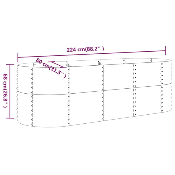 vidaXL Raised Garden Bed Galvanized Steel 224x80x68 cm Green